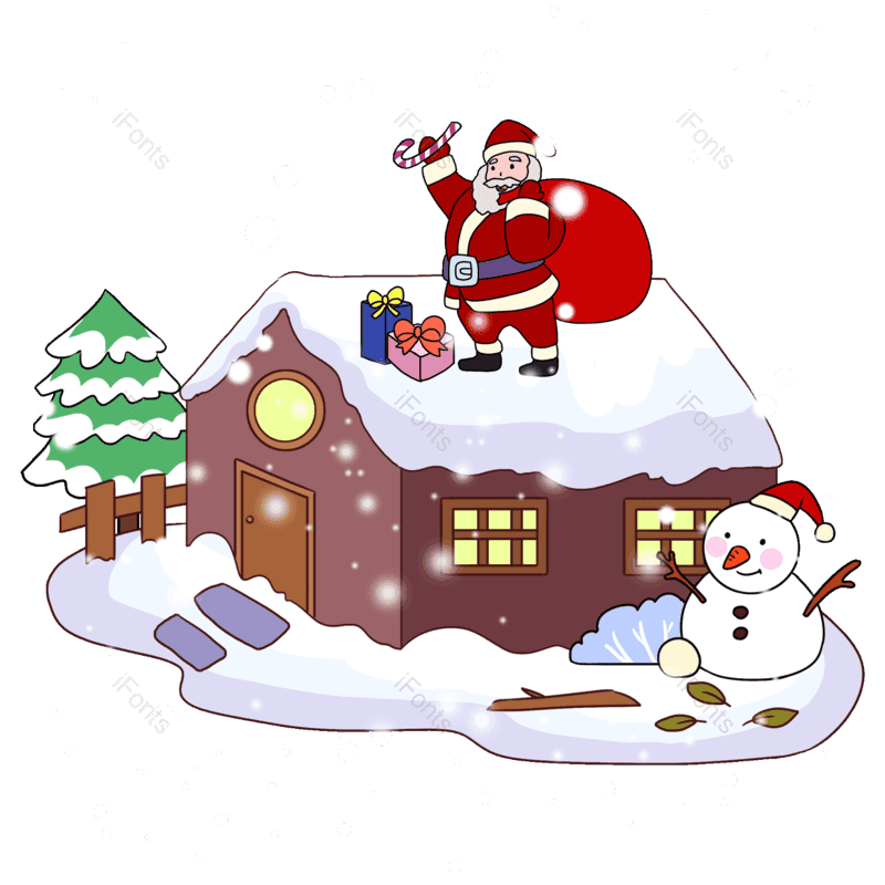 圣诞快乐图片,雪地元素,圣诞装饰PNG,手绘免抠素材